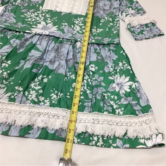 Tuckernuck Green Pippa Flora Fringe Mini Dress Size Small - Picture 10 of 10